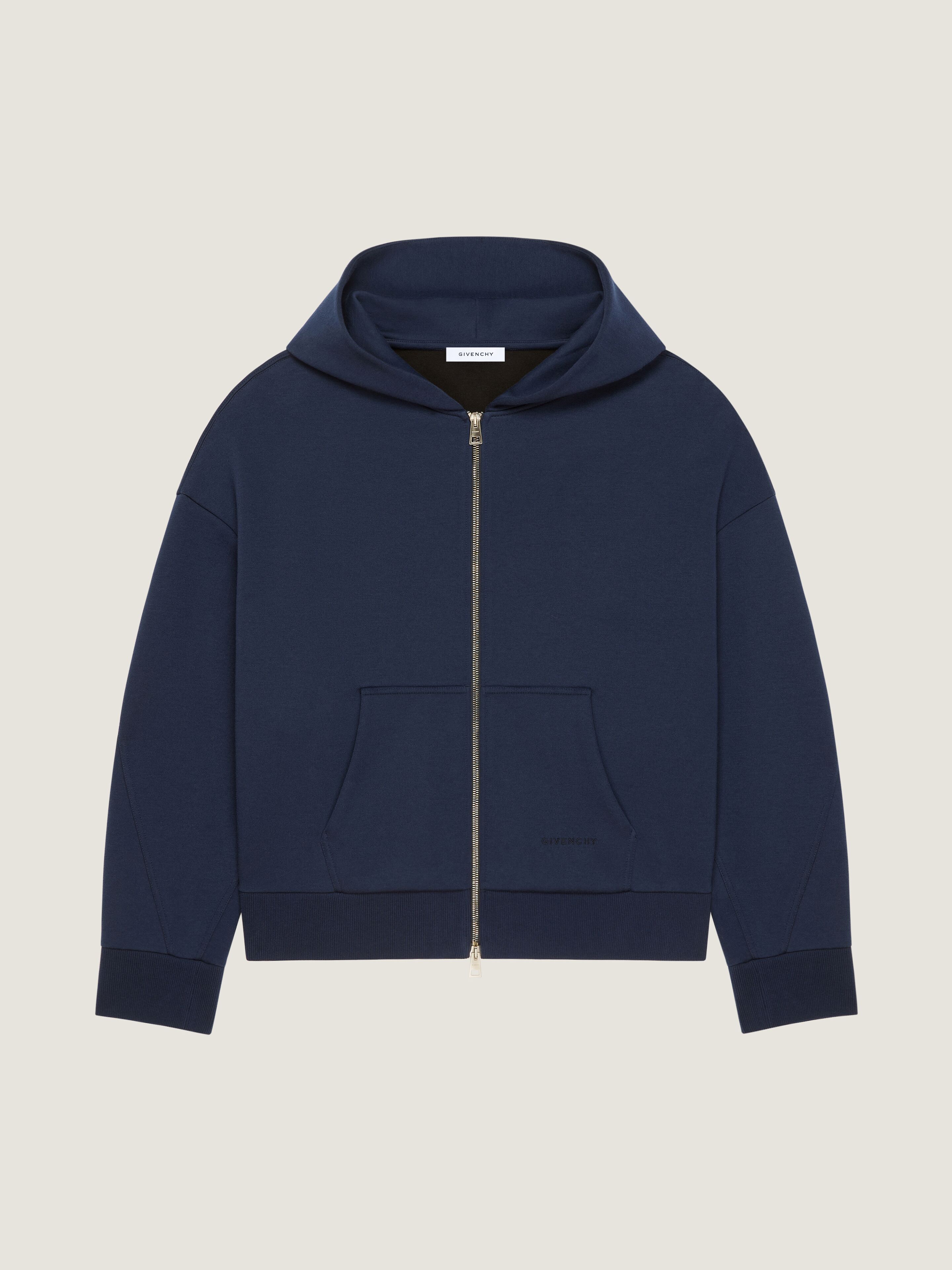 Zipped hoodie in scuba